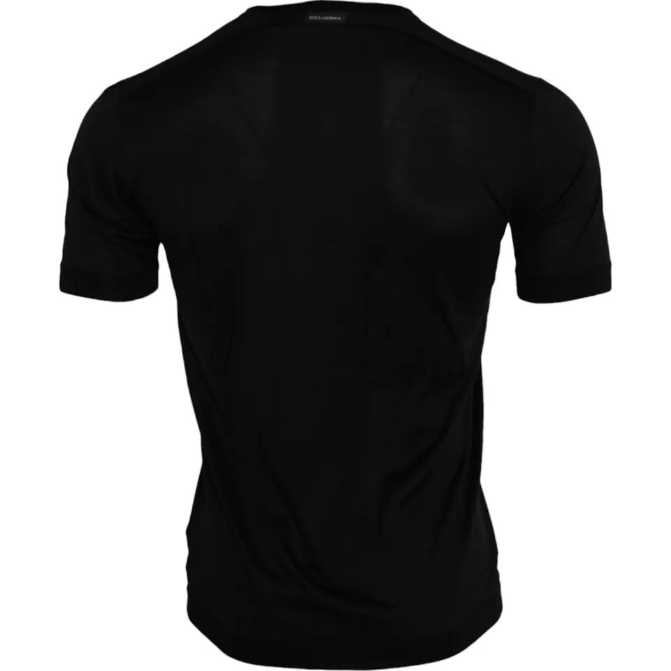 Dolce & Gabbana Black Silk Round Neck Short Sleeve T-shirt