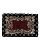 Dolce & Gabbana Bordeaux Black Velvet Gold Frame Clutch Evening Purse Bag