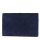 Dolce & Gabbana Blue Suede Gold Frame Clutch Evening Party Purse Bag