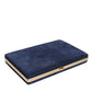 Dolce & Gabbana Blue Suede Gold Frame Clutch Evening Party Purse Bag