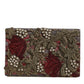 Dolce & Gabbana Maroon Gold Floral Jacquard Gold Frame Clutch Evening Purse Bag