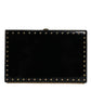 Dolce & Gabbana Black Leather Studs Gold Frame Clutch Evening Purse Bag