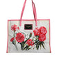 Dolce & Gabbana White Canvas Rose Embroidery Women Shopping Tote Bag