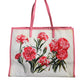 Dolce & Gabbana White Canvas Rose Embroidery Women Shopping Tote Bag