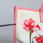 Dolce & Gabbana White Canvas Rose Embroidery Women Shopping Tote Bag