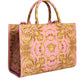 Versace Pink Printed Large Fabric Leather Shopping Tote Bag