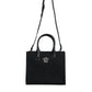 Versace Black Top Handle Canvas Leather Logo Crossbody Tote Bag