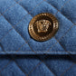 Versace Blue Quilted Denim Leather Crossbody Shoulder Bag