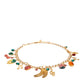 Dolce & Gabbana Gold Tone Brass Fruity Crystal Embellished Waist Chain Belt