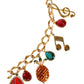 Dolce & Gabbana Gold Tone Brass Fruity Crystal Embellished Waist Chain Belt