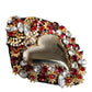 Dolce & Gabbana Gold Tone Brass Sacred Heart Crystal Embellished Brooch