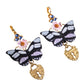 Dolce & Gabbana Gold Purple Crystal Butterfly Heart Locket Earrings