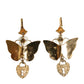 Dolce & Gabbana Gold Purple Crystal Butterfly Heart Locket Earrings