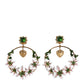 Dolce & Gabbana Gold Tone Brass Crystals Lily Resin Devotion Earrings