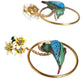 Dolce & Gabbana Gold Tone Brass Crystal Bird-in-Hoop Statement Earrings