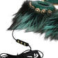 Dolce & Gabbana Green Gold Crystal Fur Headset Audio AUX Headphones