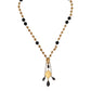 Dolce & Gabbana Gold Chain Brass Black Beaded Rosary Style Necklace