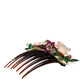 Dolce & Gabbana Brown Plastic Crystal Floral Women Hair Comb