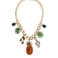 Dolce & Gabbana Gold Tone Brass Chain Pineapple Crystal Musical Necklace