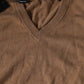 Dolce & Gabbana Brown Cashmere Knit V-neck Pullover Sweater