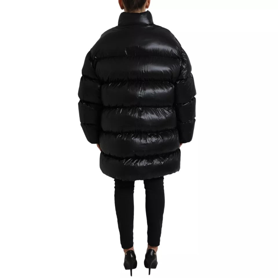 Dolce & Gabbana Black Puffer Quilted Full Zip Coat Jacket