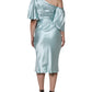 Dolce & Gabbana Mint Green Silk Fit Cut One Shoulder Dress