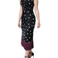 Dolce & Gabbana Black Silk Polka Dot V-neck Tassel Midi Dress