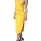 Dolce & Gabbana Yellow One Shoulder Side Slit Midi Dress