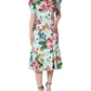 Dolce & Gabbana Green Floral Short Sleeves Round Neck Dress