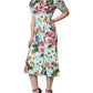 Dolce & Gabbana Green Floral Short Sleeves Round Neck Dress