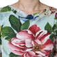 Dolce & Gabbana Green Floral Short Sleeves Round Neck Dress