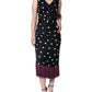 Dolce & Gabbana Black Silk Polka Dot V-neck Tassel Midi Dress