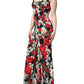 Dolce & Gabbana Black Floral Silk Sleeveless Long Gown Dress