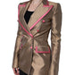 Dolce & Gabbana Metallic Brown Double Breasted Blazer Jacket