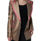 Dolce & Gabbana Metallic Brown Double Breasted Blazer Jacket