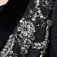 Dolce & Gabbana Black Jacquard Crystal Floral Jacket Blazer