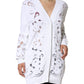 Dolce & Gabbana White Viscose Floral Cut Out Cardigan Sweater