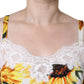 Dolce & Gabbana White Silk Sunflower Lace Sleeveless Tank Top