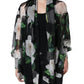 Dolce & Gabbana Black Floral Print Silk Cardigan Blouse Top