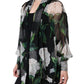 Dolce & Gabbana Black Floral Print Silk Cardigan Blouse Top