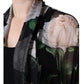 Dolce & Gabbana Black Floral Print Silk Cardigan Blouse Top