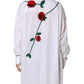 Dolce & Gabbana White Cotton Flower Applique Dress Shirt Top