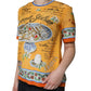 Dolce & Gabbana Orange Silk Cannoli Siciliana Print Short Sleeves Top