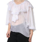 Dolce & Gabbana White Ruffles Lace Long Sleeve Blouse Top