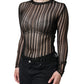 Dolce & Gabbana Black Stripe See Through Long Sleeves Top