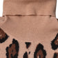 Dolce & Gabbana Beige Leopard Print Wool Turtleneck Top