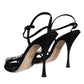 Dolce & Gabbana Black Suede Crystals KEIRA Sandals Shoes