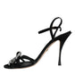 Dolce & Gabbana Black Suede Crystals KEIRA Sandals Shoes