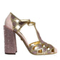 Dolce & Gabbana Pink Strass Crystals T-strap Sandals Shoes