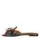 Dolce & Gabbana Multicolor Jacquard Embellished Slides Flats Shoes